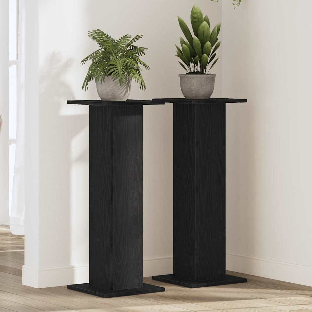 vidaXL Plant Stand 2 pcs Black Oak Look 30 x 30 x 80 cm