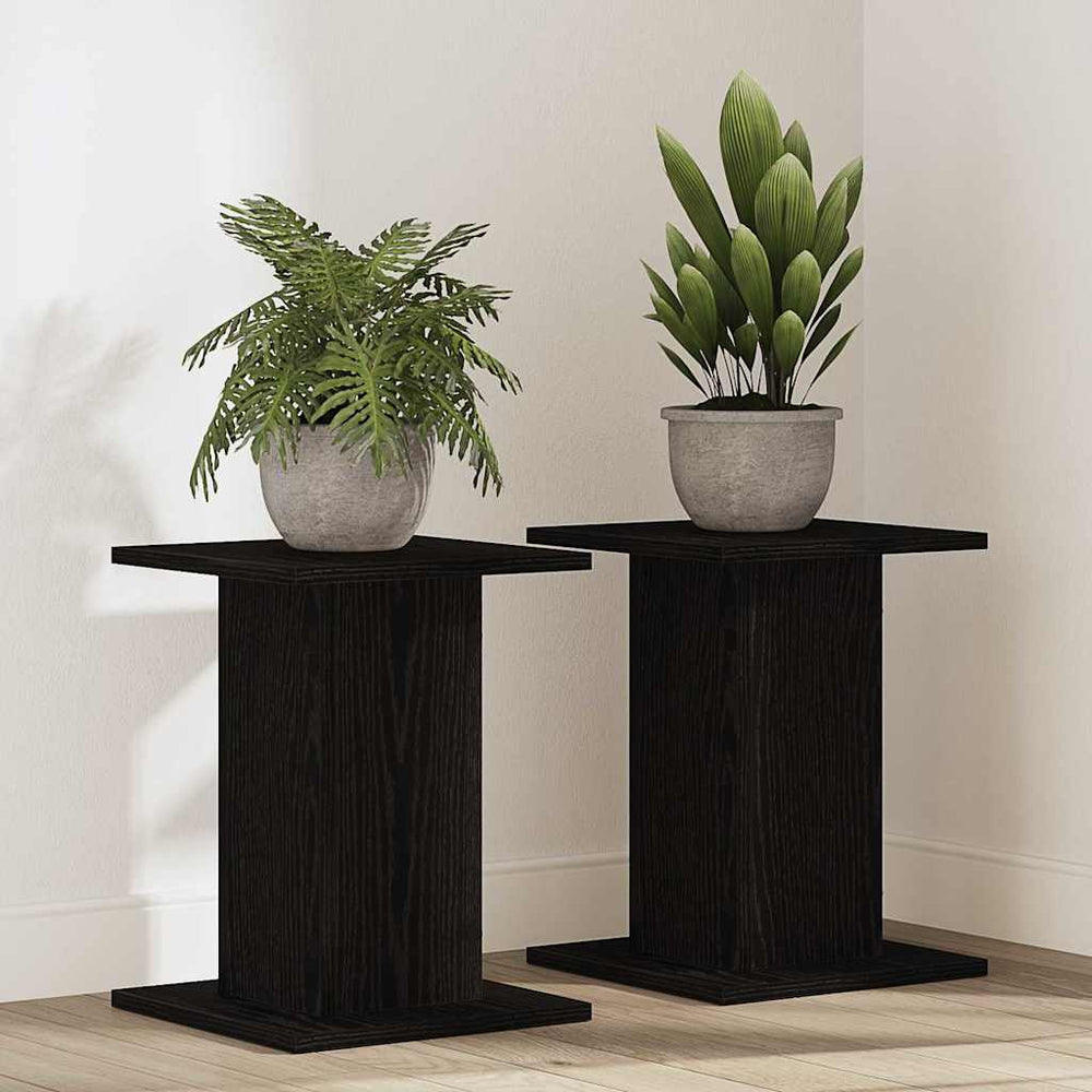 vidaXL Plant Stands 2 pcs Black Oak Look 30 x 30 x 40 cm