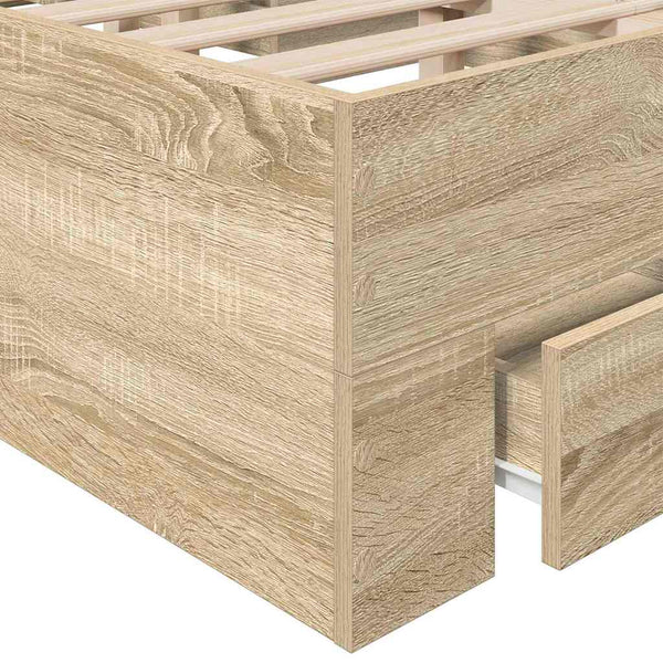 vidaXL Bed Frame with Drawers Brown 120 x 200 cm Engineered Wood