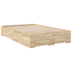 vidaXL Bed Frame with Drawers Brown 120 x 200 cm Engineered Wood