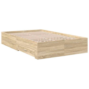 vidaXL Bed Frame with Drawers Brown 120 x 200 cm Engineered Wood