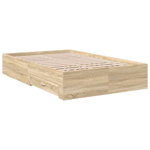 vidaXL Bed Frame with Drawers Brown 120 x 200 cm Engineered Wood