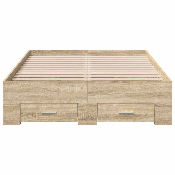 vidaXL Bed Frame with Drawers Brown 120 x 200 cm Engineered Wood