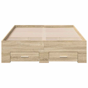 vidaXL Bed Frame with Drawers Brown 120 x 190 cm Engineered Wood