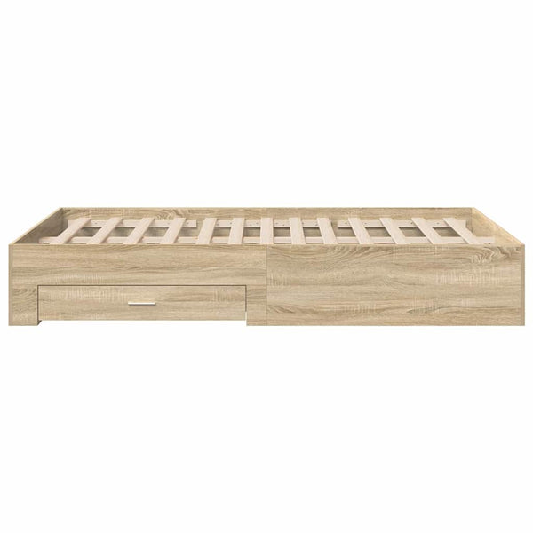 vidaXL Bed Frame with Drawers Brown 120 x 190 cm Engineered Wood