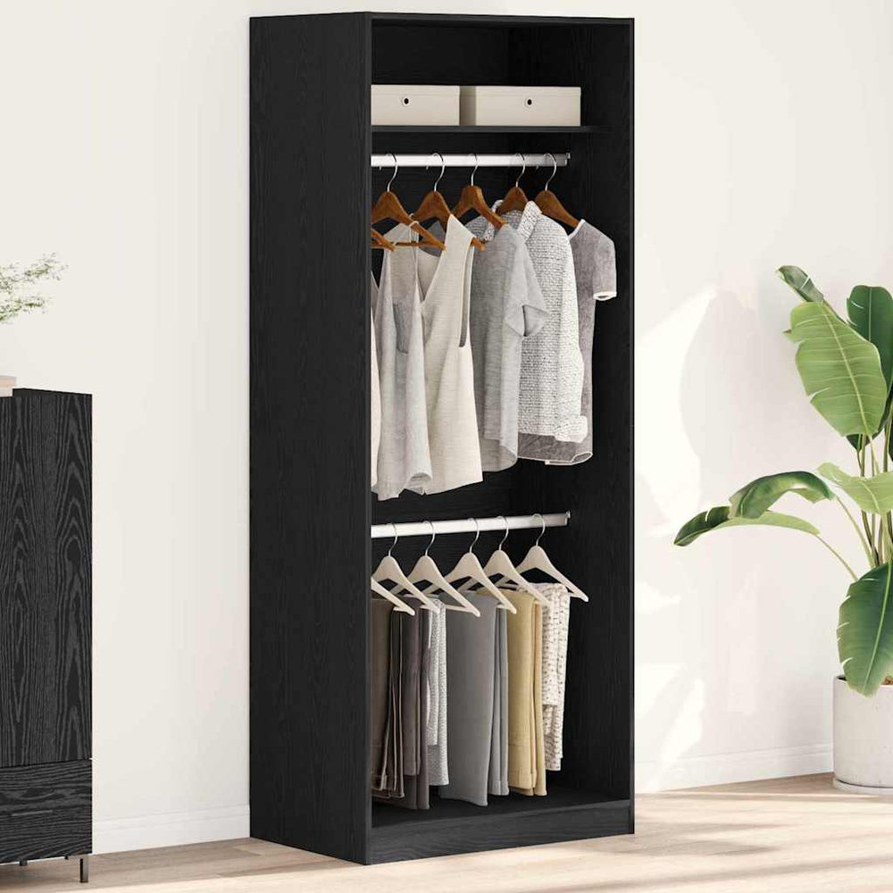 vidaXL Wardrobe with Shelf Black Oak Look 80 x 50 x 200 cm