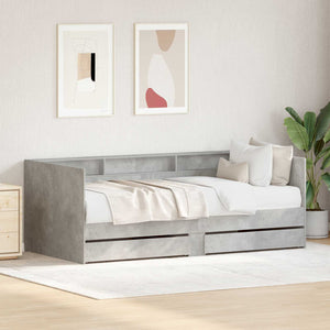 vidaXL Day Bed with Drawers Grey 90 x 200 cm Engineered Wood