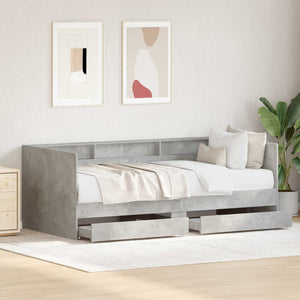 vidaXL Day Bed with Drawers Grey 90 x 200 cm Engineered Wood