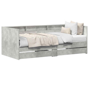 vidaXL Day Bed with Drawers Grey 90 x 200 cm Engineered Wood