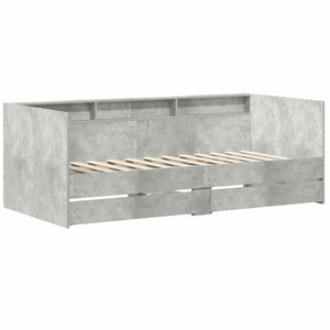 vidaXL Day Bed with Drawers Grey 90 x 200 cm Engineered Wood