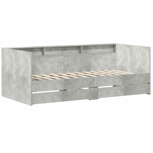 vidaXL Day Bed with Drawers Grey 90 x 200 cm Engineered Wood