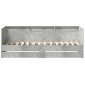 vidaXL Day Bed with Drawers Grey 90 x 200 cm Engineered Wood
