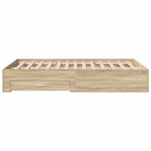 vidaXL Bed Frame with Drawers Brown 140 x 200 cm Engineered Wood