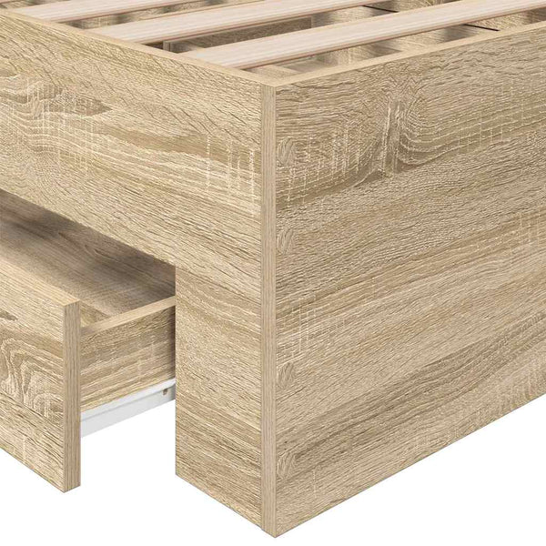 vidaXL Bed Frame with Drawers Brown 90 x 190 cm Engineered Wood