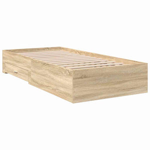 vidaXL Bed Frame with Drawers Brown 90 x 190 cm Engineered Wood