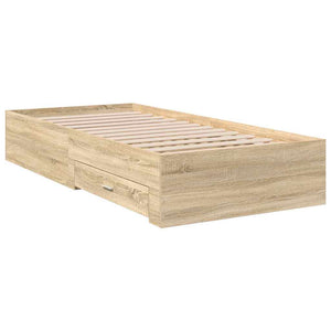 vidaXL Bed Frame with Drawers Brown 90 x 190 cm Engineered Wood