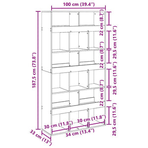 vidaXL Bookcase 2 pcs Black Oak Look 100 x 33 x 93.75 cm