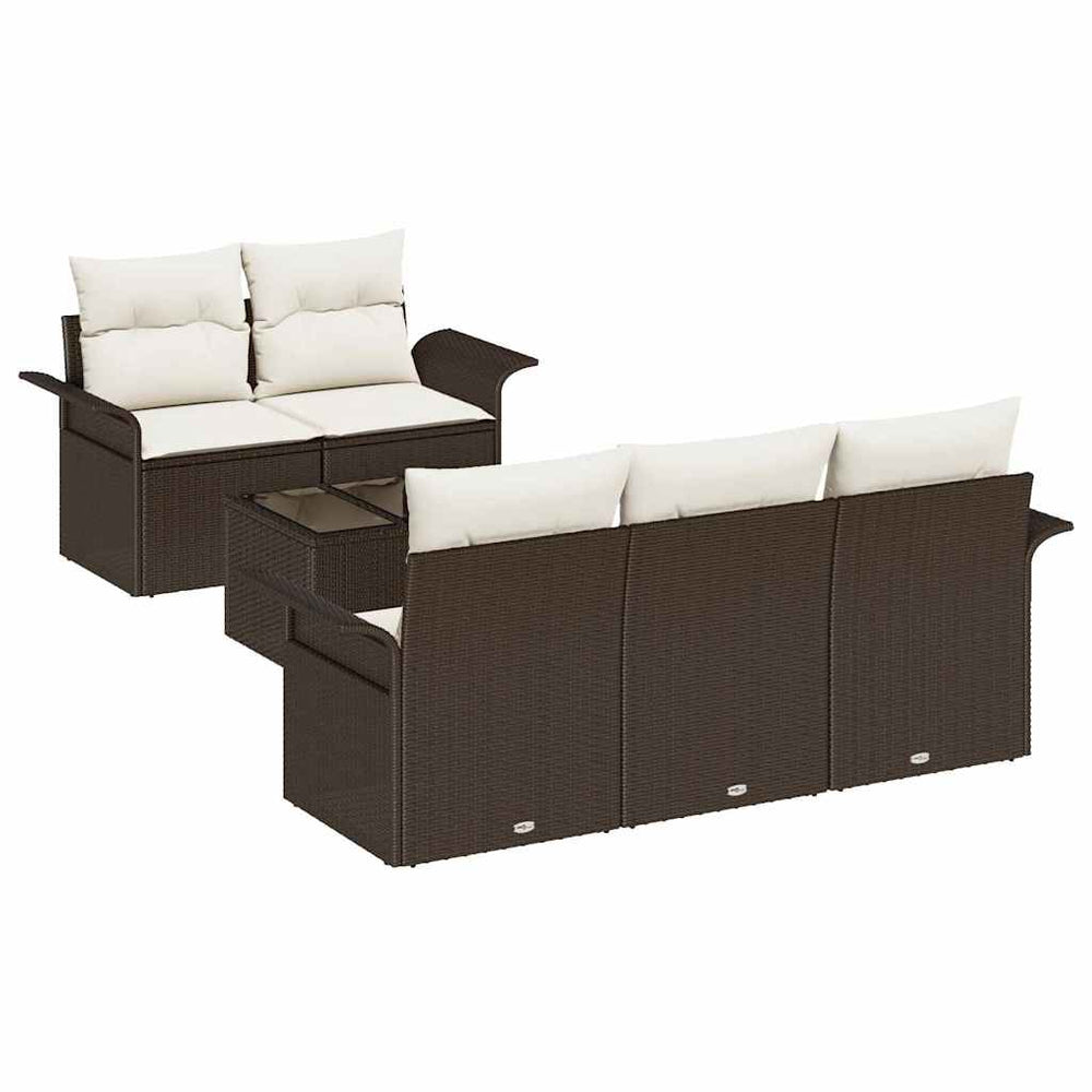 vidaXL Sofa Set with Cushions 6 pcs Brown Poly Rattan