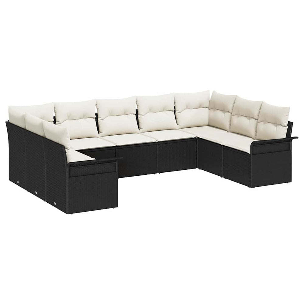 vidaXL Garden Sofa Set with Cushions Black Poly Rattan