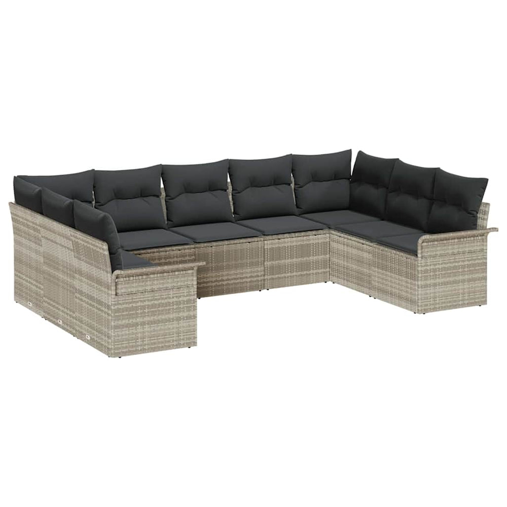 vidaXL Garden Sofa Set with Cushions Light Gray Poly Rattan
