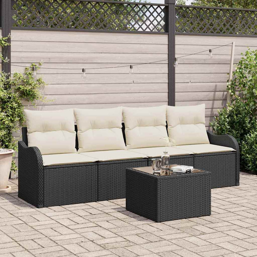vidaXL Garden Sofa Set Black Poly Rattan