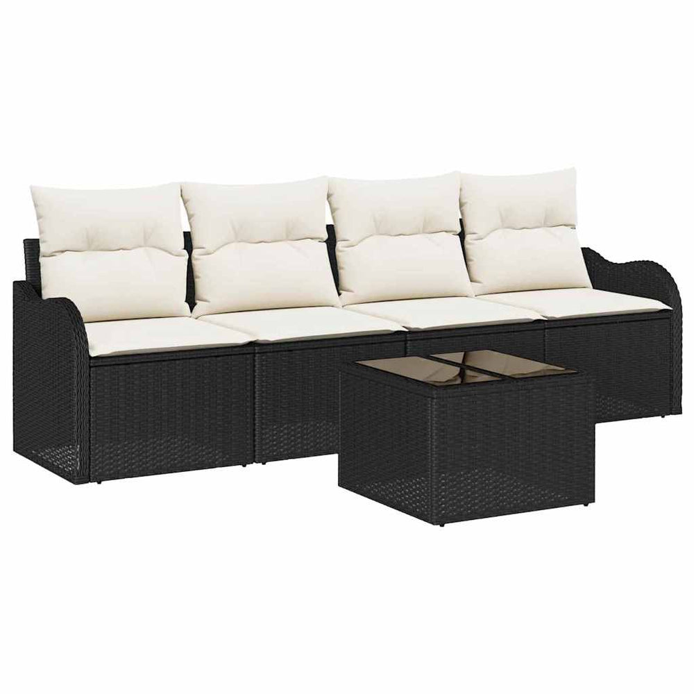 vidaXL Garden Sofa Set Black Poly Rattan
