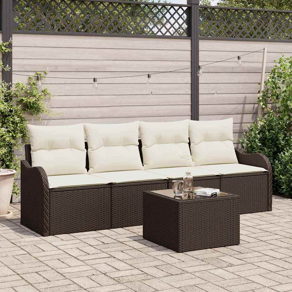 vidaXL Garden Sofa Set Brown Poly Rattan
