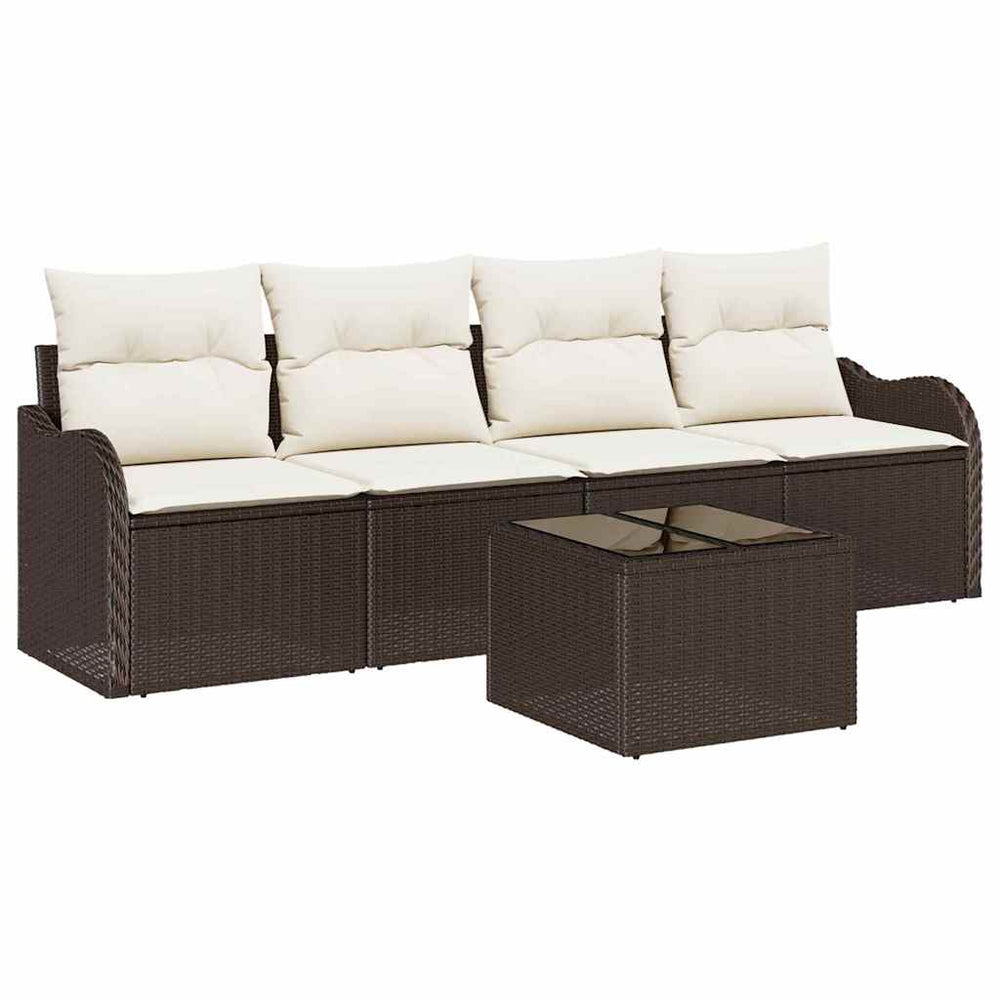 vidaXL Garden Sofa Set Brown Poly Rattan