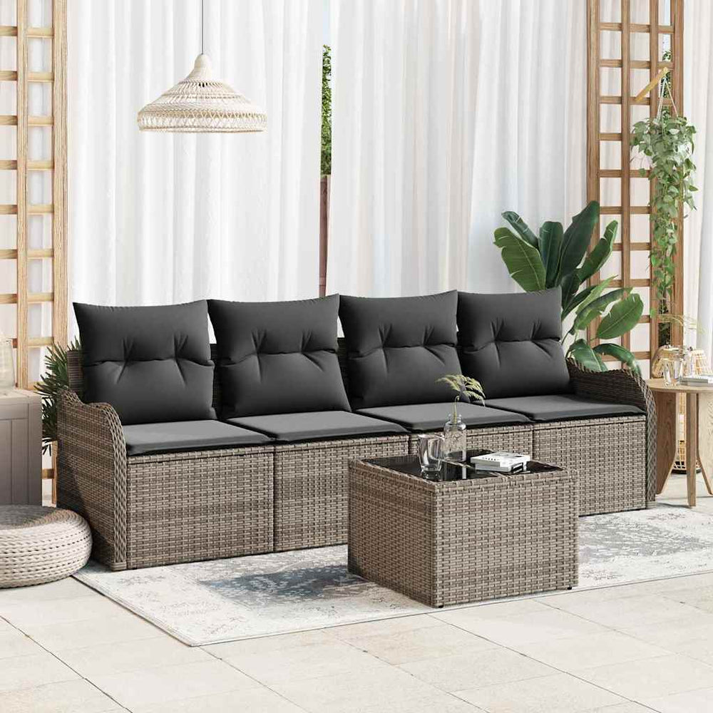 vidaXL Garden Sofa Set Grey Poly Rattan
