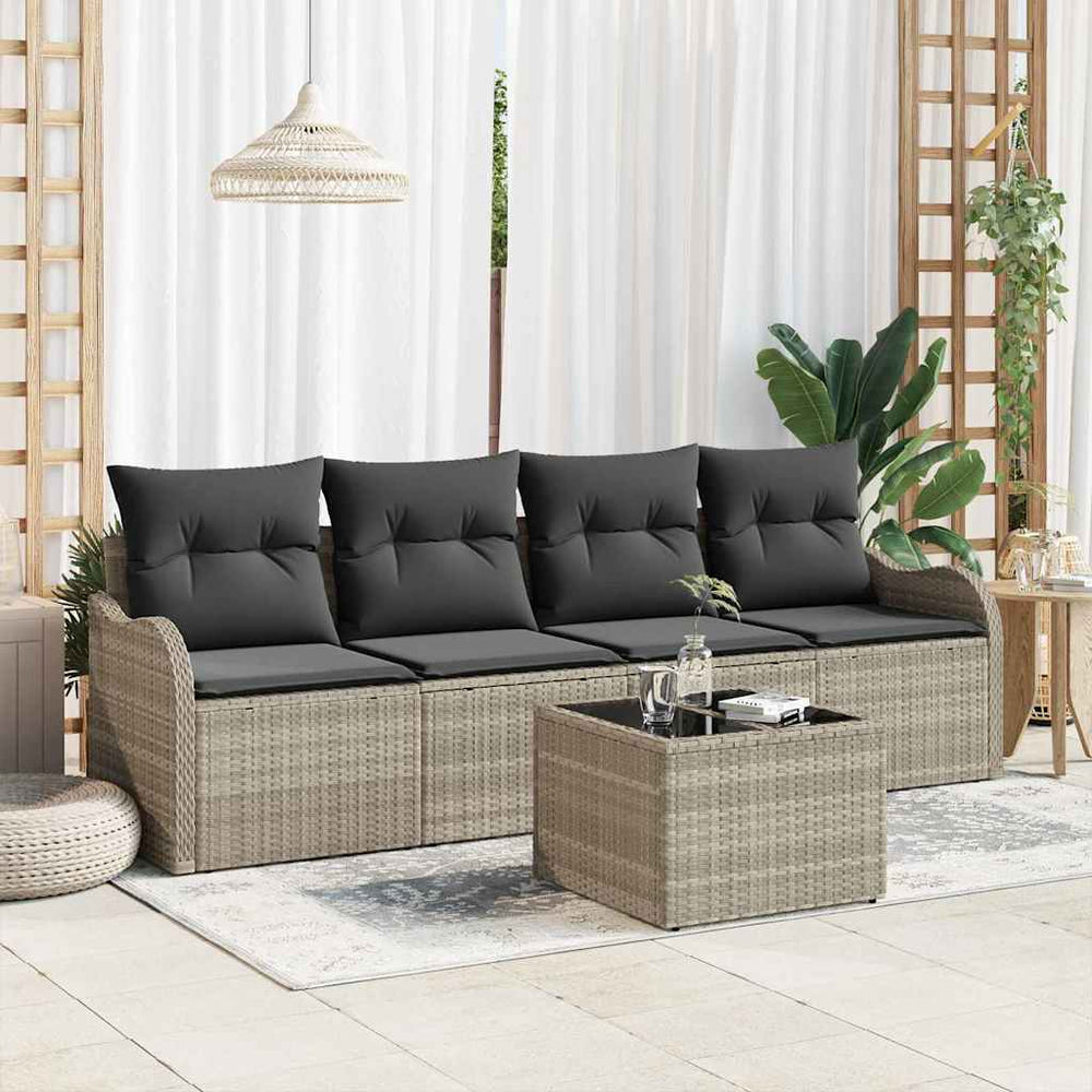 vidaXL Garden Sofa Set Light Grey Poly Rattan