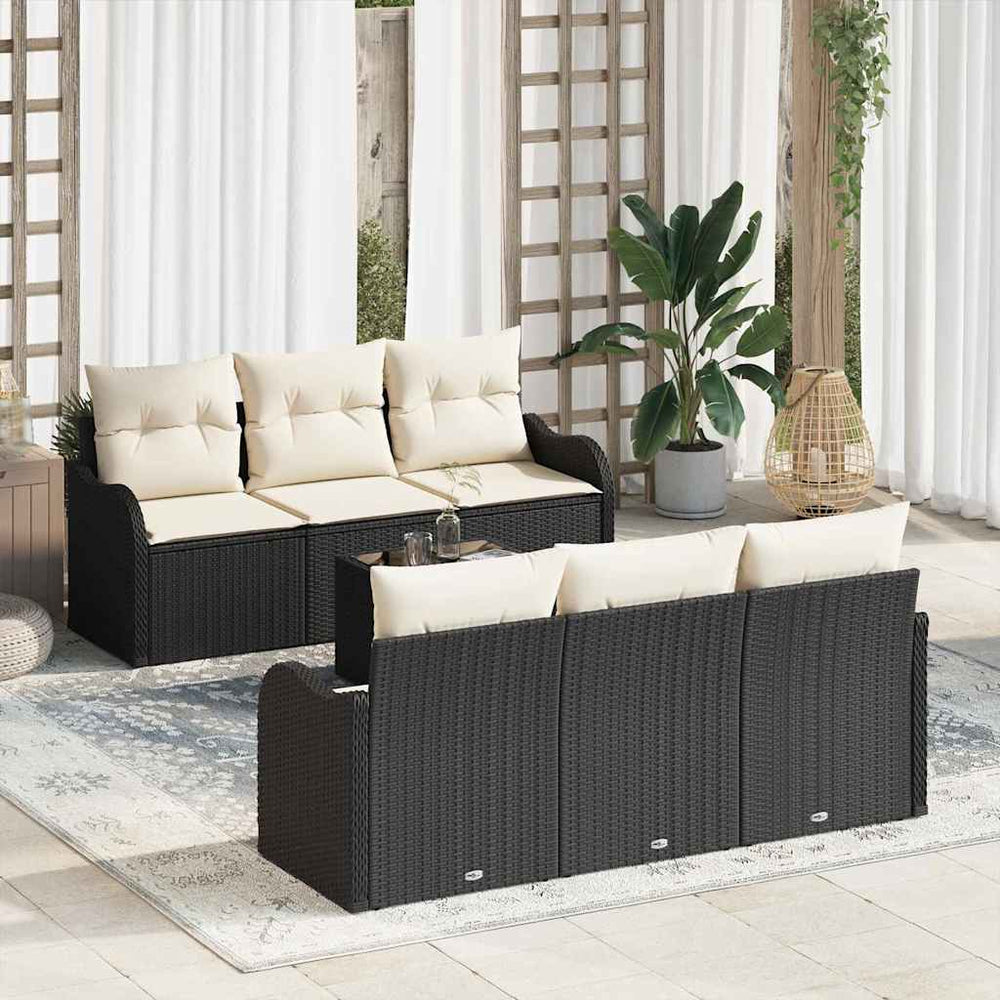 vidaXL Garden Sofa Set Black 55 x 55 x 37 cm Poly Rattan