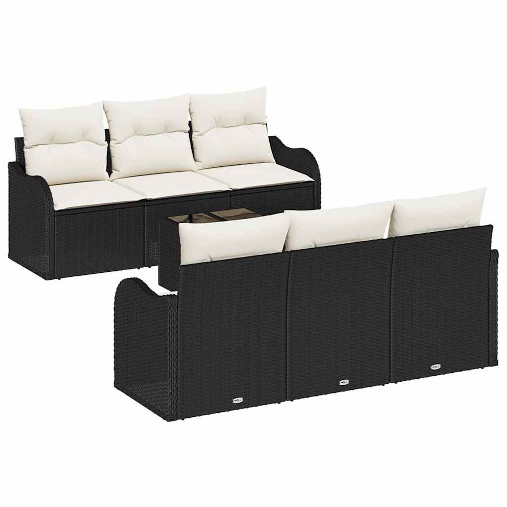 vidaXL Garden Sofa Set Black 55 x 55 x 37 cm Poly Rattan