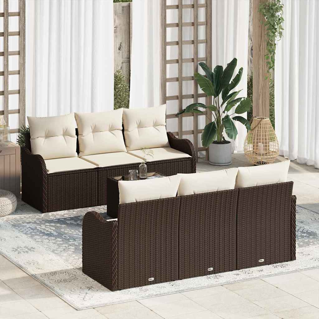vidaXL Garden Sofa Set Brown 55 x 55 x 37 cm Poly Rattan