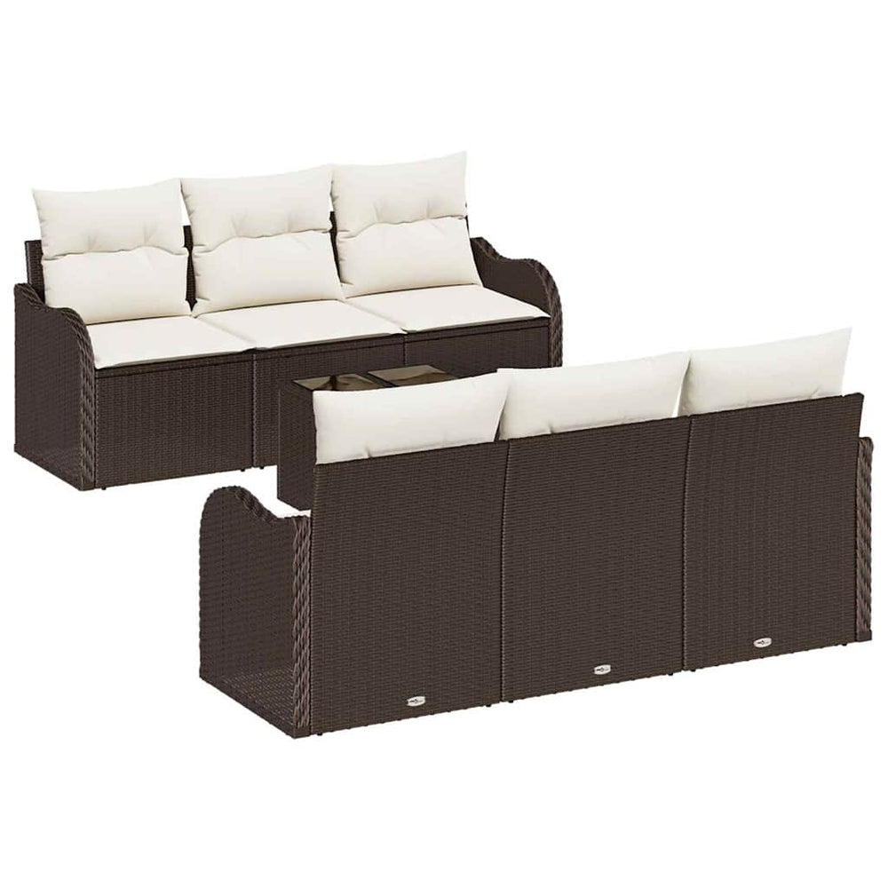 vidaXL Garden Sofa Set Brown 55 x 55 x 37 cm Poly Rattan