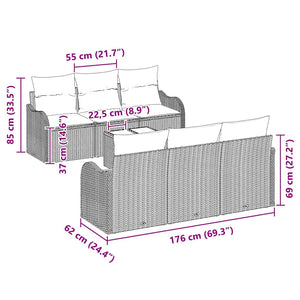 vidaXL Garden Sofa Set Grey 55 x 55 x 37 cm Poly Rattan