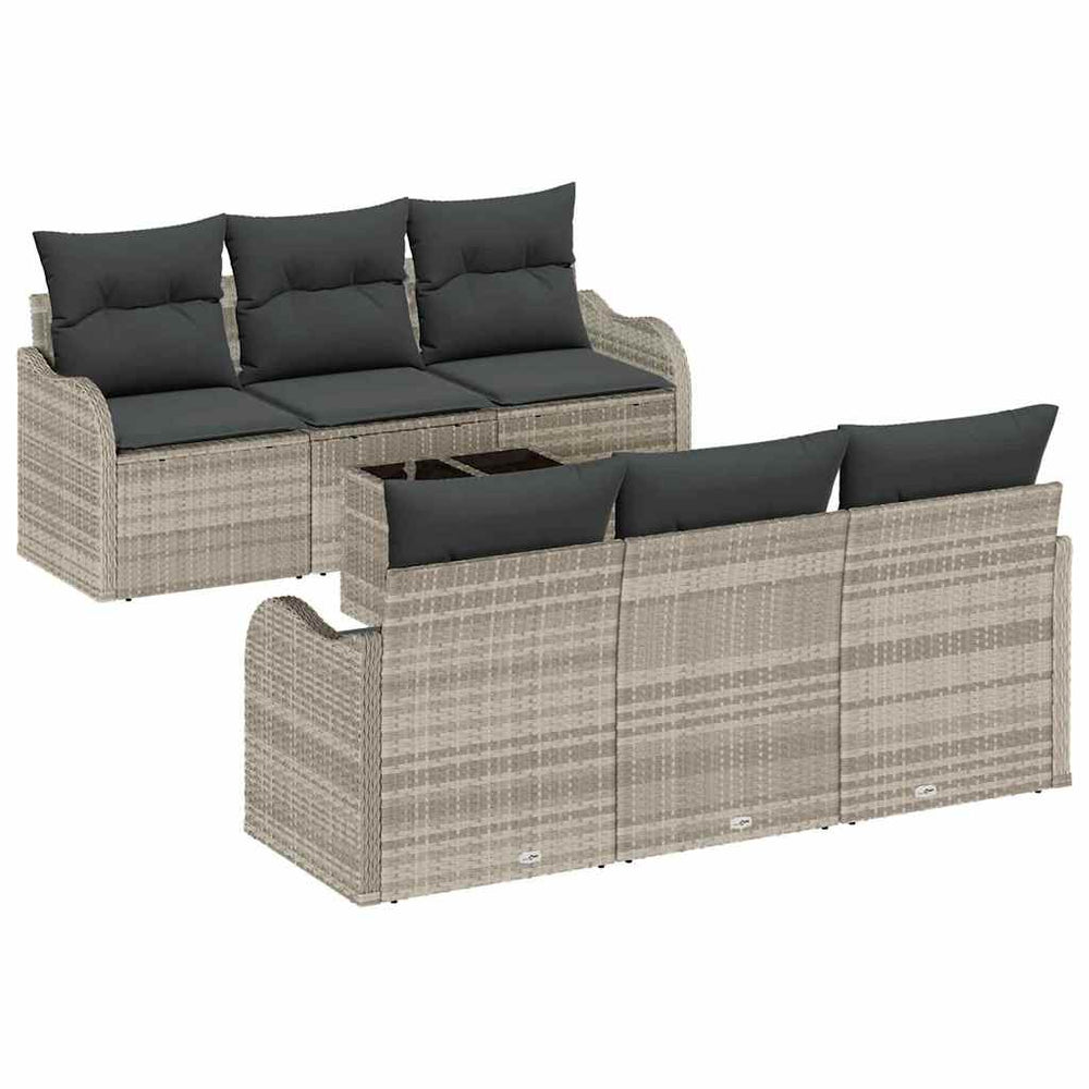vidaXL Garden Sofa Set Light Grey 55 x 55 x 37 cm Poly Rattan