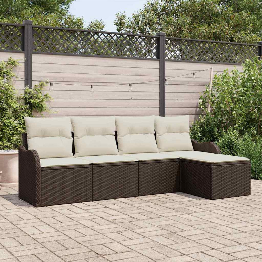 vidaXL Garden Sofa Set 5 Pieces Brown Poly Rattan