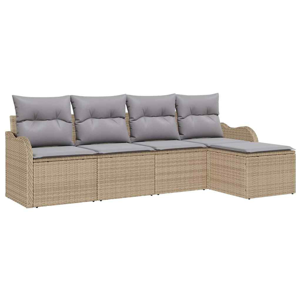 vidaXL 5-piece Garden Sofa Set Beige Poly Rattan