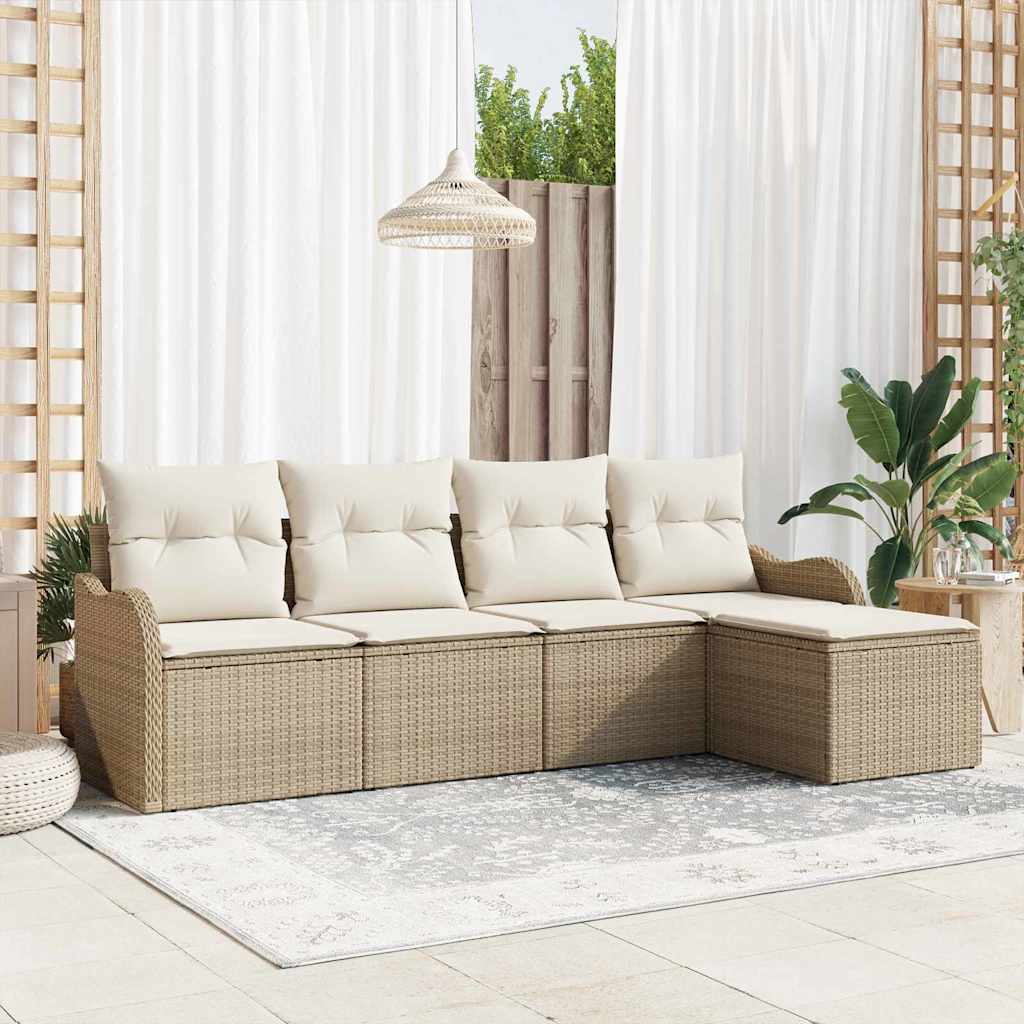 vidaXL Garden Sofa Set Beige Poly Rattan