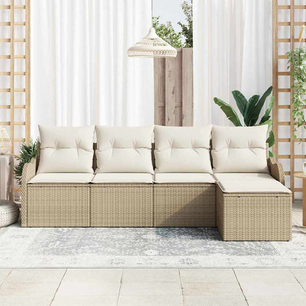 vidaXL Garden Sofa Set Beige Poly Rattan