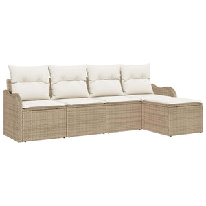 vidaXL Garden Sofa Set Beige Poly Rattan