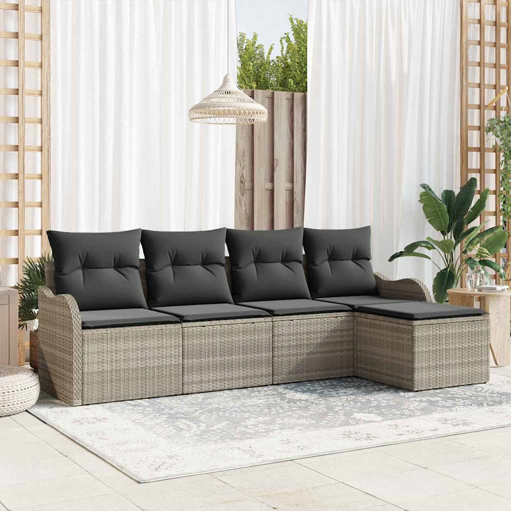 vidaXL Garden Sofa Set 5 pcs Light Grey Poly Rattan
