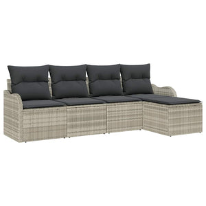 vidaXL Garden Sofa Set 5 pcs Light Grey Poly Rattan