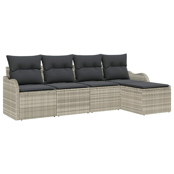 vidaXL Garden Sofa Set 5 pcs Light Grey Poly Rattan