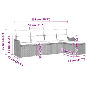 vidaXL Garden Sofa Set 5 pcs Light Grey Poly Rattan