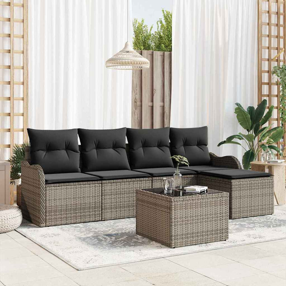 vidaXL Garden Sofa Set 6 pcs Grey Poly Rattan