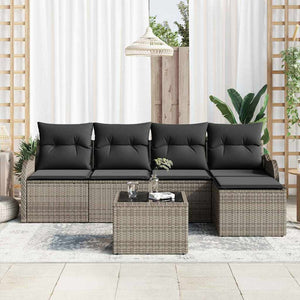 vidaXL Garden Sofa Set 6 pcs Grey Poly Rattan