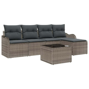 vidaXL Garden Sofa Set 6 pcs Grey Poly Rattan