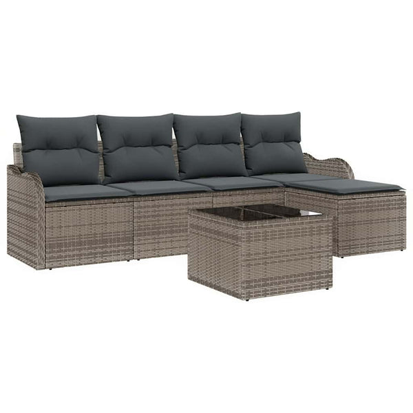 vidaXL Garden Sofa Set 6 pcs Grey Poly Rattan