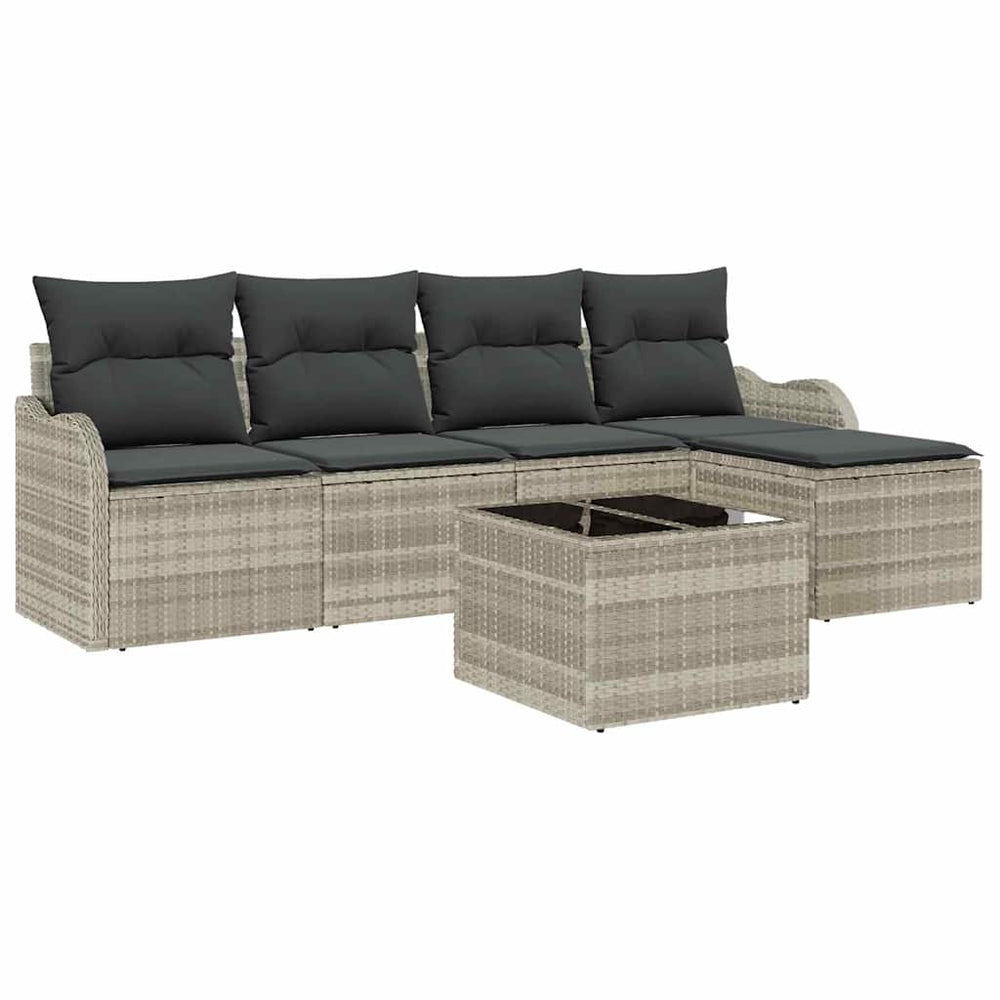 vidaXL Garden Sofa Set 6 pcs Light Grey Poly Rattan
